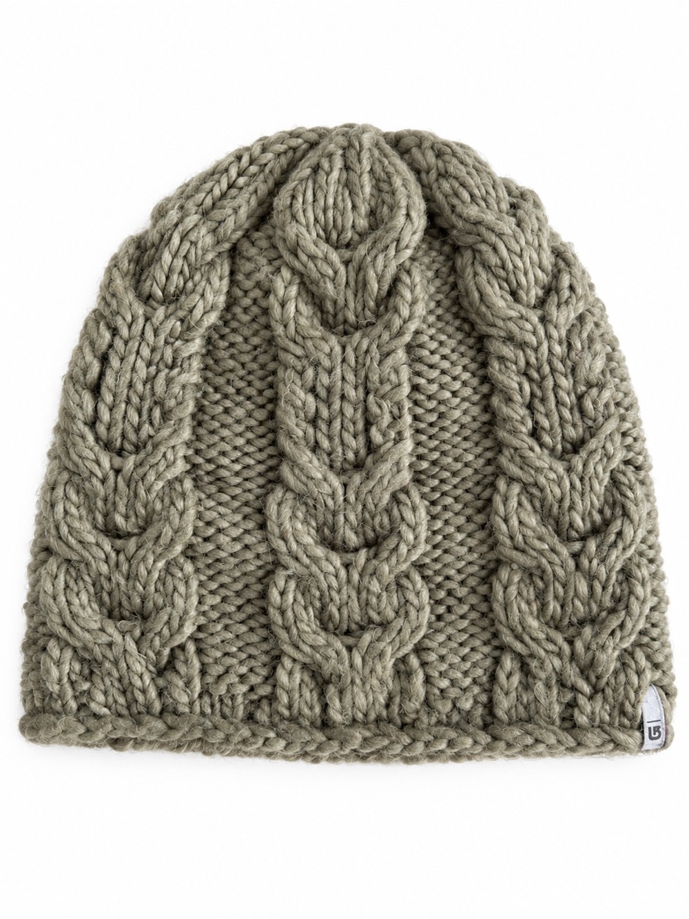 Burton Cable Knit Beanie Faux Fur Lined Hat Olive Green One Size